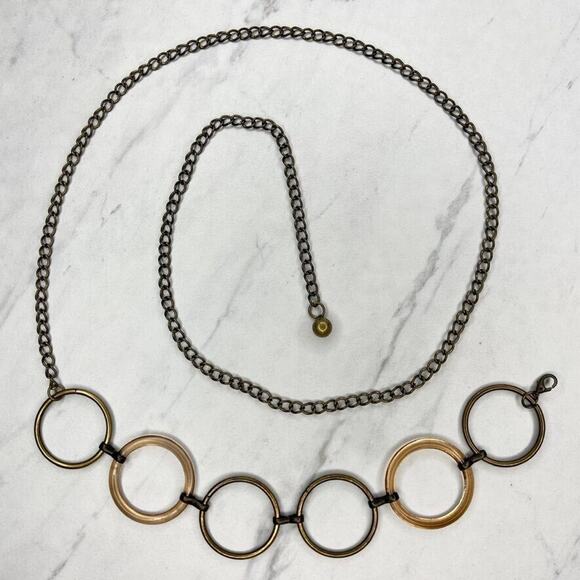 Bronze Tone Metal Plastic Hoop Chain Link Belt Circle Ring Y2K One Size (OS) ✨ - Picture 1 of 12